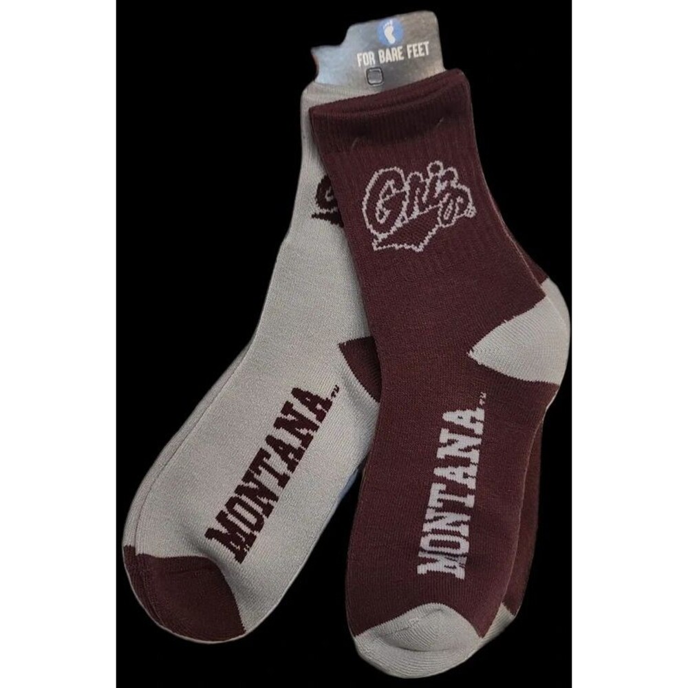 Montana Grizzlies 2 Pair Size Large Socks New With Tags NWT For Bare Feet Brand